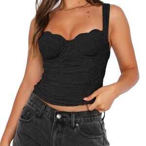 Elegant Black Lace Bustier Top
